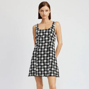En Saison Elsie fitted mini dress black floral embroidered womens medium new NWT